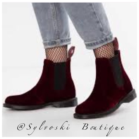 🆕Dr Marten Flora Kensington Cherry 🍒 Velvet NWT - Picture 2 of 16